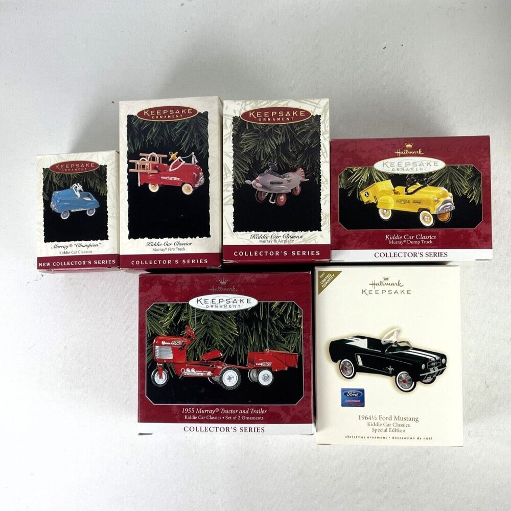 Hallmark Kiddie Car Christmas Ornaments w/ Limited Repaint 1964 1/2 Mustang Lot